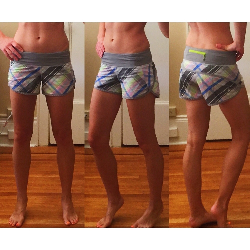 Lululemon Plaid Rad Gray Run Speed Shorts Running
